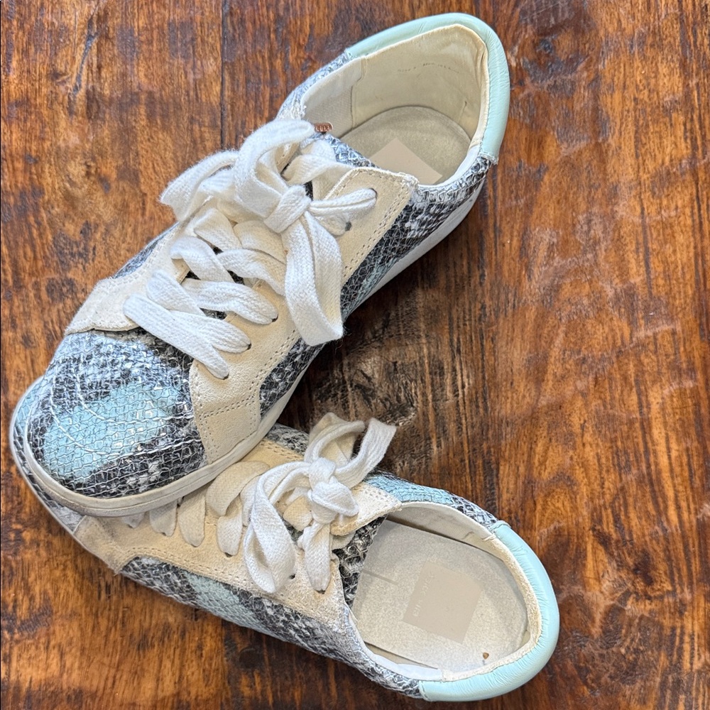 Dolce Vita White and Light Blue Sneakers